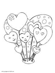 Heart shaped balloons coloring page