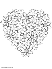 Heart of flowers coloring page