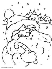 Candy from Santa Claus. Printable coloring pages
