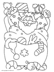 Coloring pages. Santa Claus in his bed