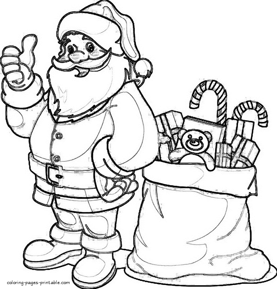 Santa coloring pages for kids || COLORING-PAGES-PRINTABLE.COM