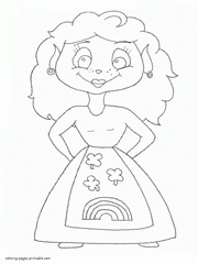 Leprechaun female coloring page for kids