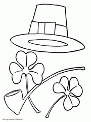 St. Patrick's Day attributes - the leprechaun hat and pipe and the shamrock