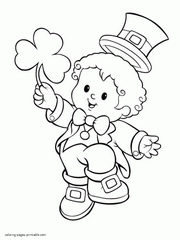 Boy in leprechaun costume coloring page for holiday