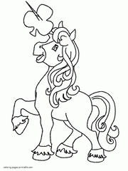 Little Pony on St. Patrick's Day. Coloring pages