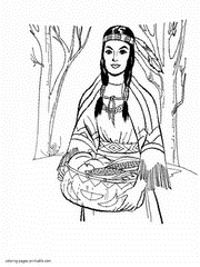 Thanksgiving Indian coloring page