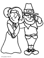 Coloring pages Thanksgiving day. Pilgrims