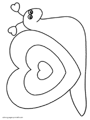 Valentine's Day coloring pages for kids. Snail