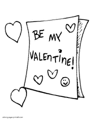 Be my Valentine card coloring page to print