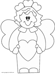 Angel coloring page for Valentine's Day to print