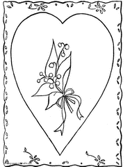 Valentine card coloring pages free