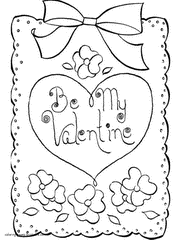 Be my Valentine printable coloring card for holiday