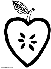 Simple coloring page for preschool. Heart shaped apple picture