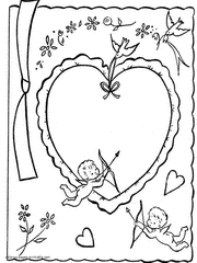 Valentine coloring pages for kids. Greeting card for holiday