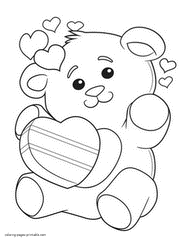 Valentine coloring pictures - Teddy bear sheet