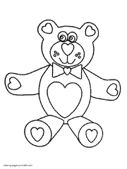Valentine Teddy bear picture to color