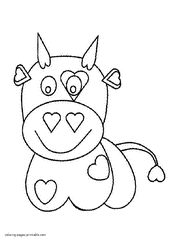 Valentines coloring pages for kids. Printable Cow