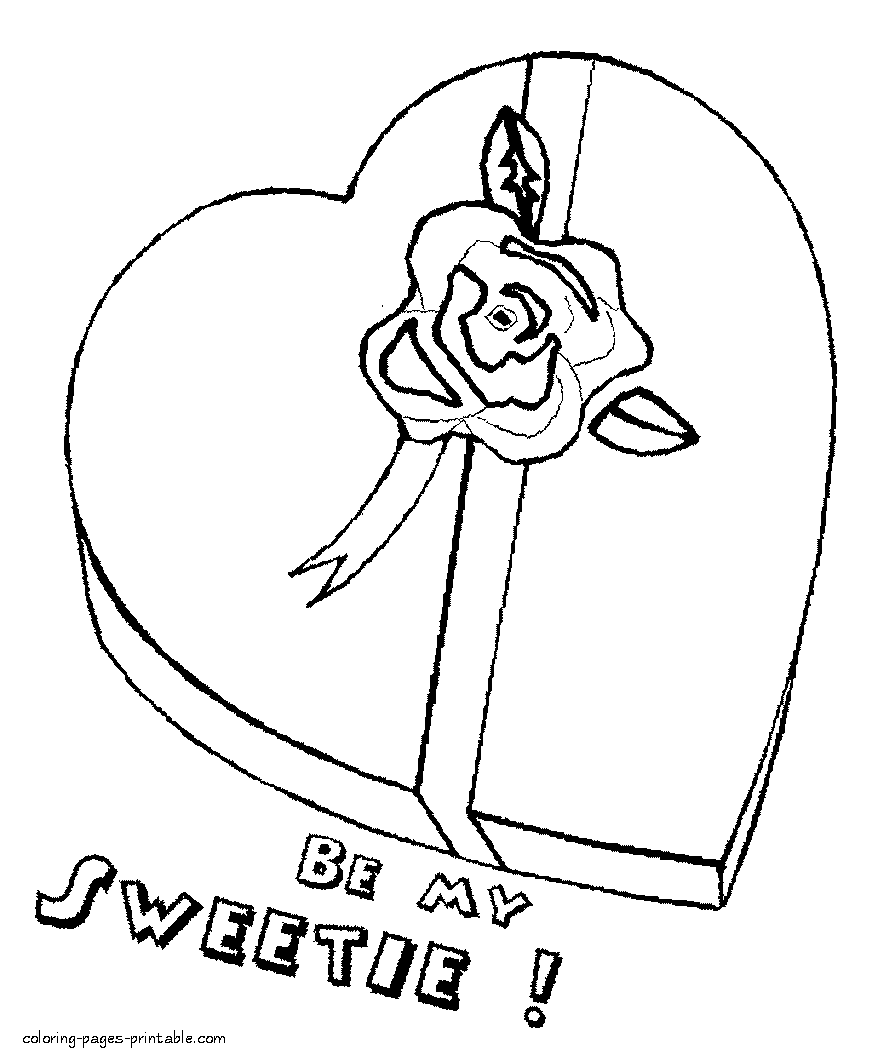Download Valentine's coloring - candies || COLORING-PAGES-PRINTABLE.COM