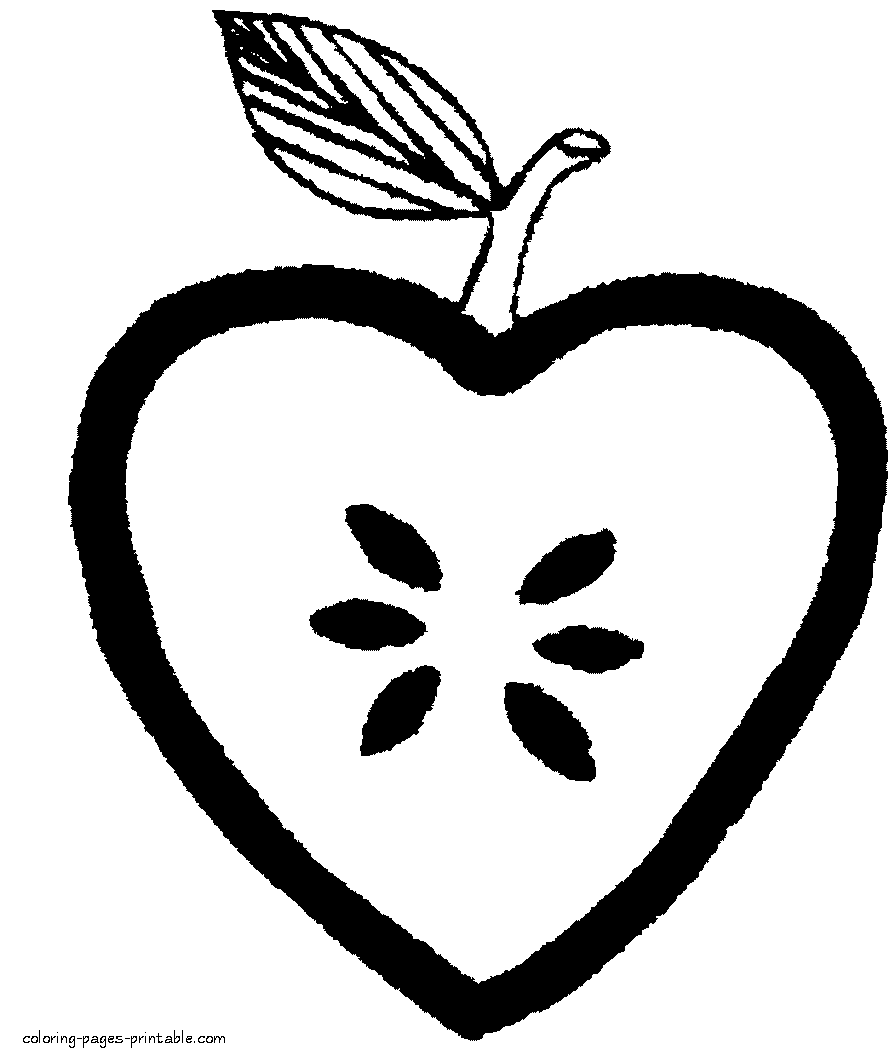 Download Simple coloring page for preschool. Heart shaped apple ...
