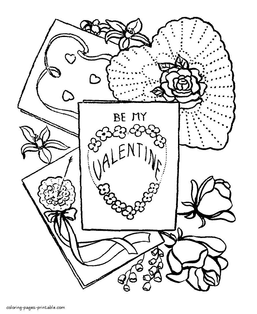 Download Holidays coloring pages. St. Valentine's Day || COLORING-PAGES-PRINTABLE.COM