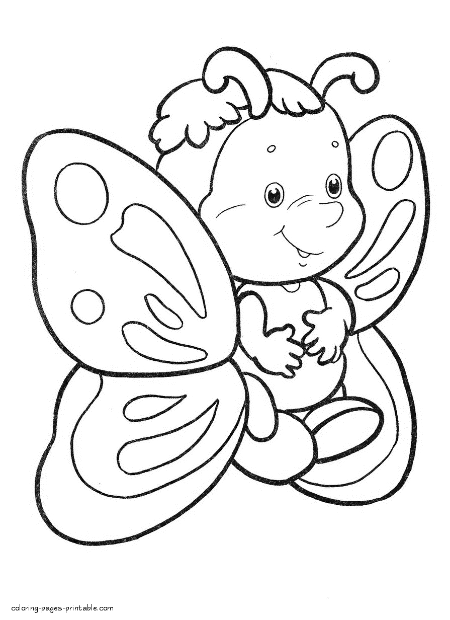 Baby butterfly coloring page