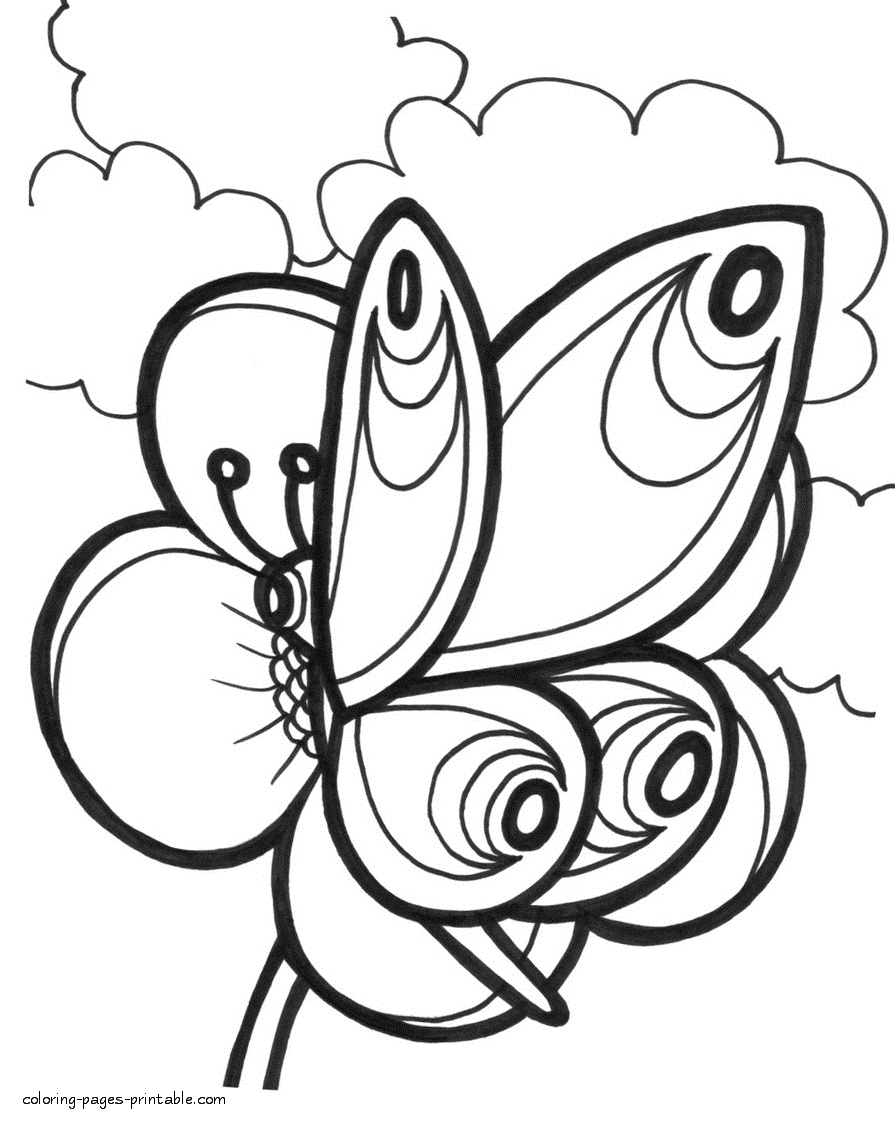 Flower and butterfly coloring pages || COLORING-PAGES-PRINTABLE.COM