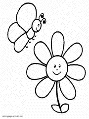 Coloring pages of flowers and butterflies for preschool kids