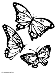 Three butterflies page to color