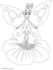 Fairy butterfly coloring page for girls