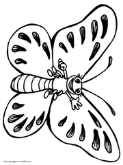 Funny butterfly coloring page for kindergarten kids