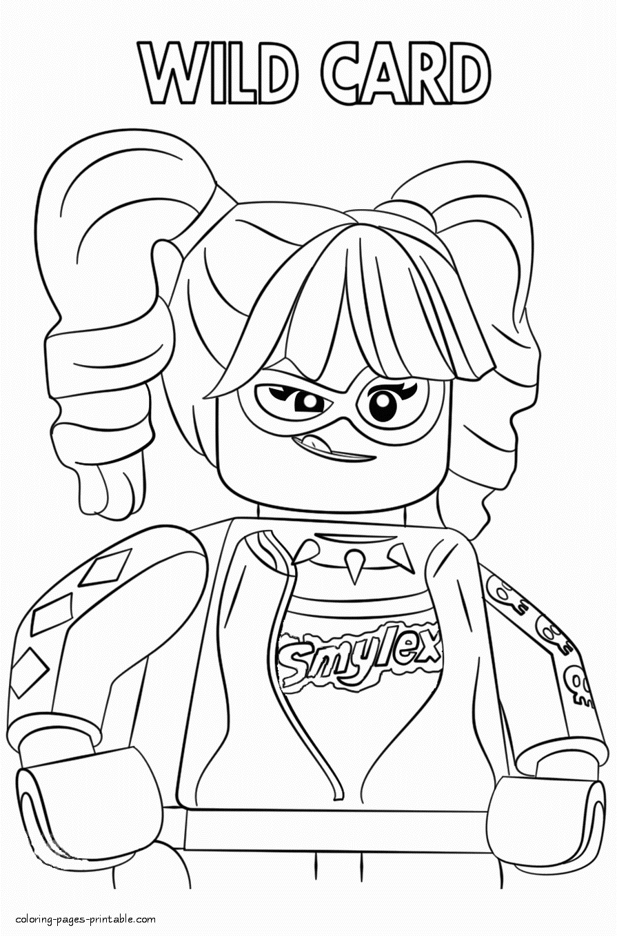 Coloring pages Lego. Harley Quinn || COLORING-PAGES-PRINTABLE.COM