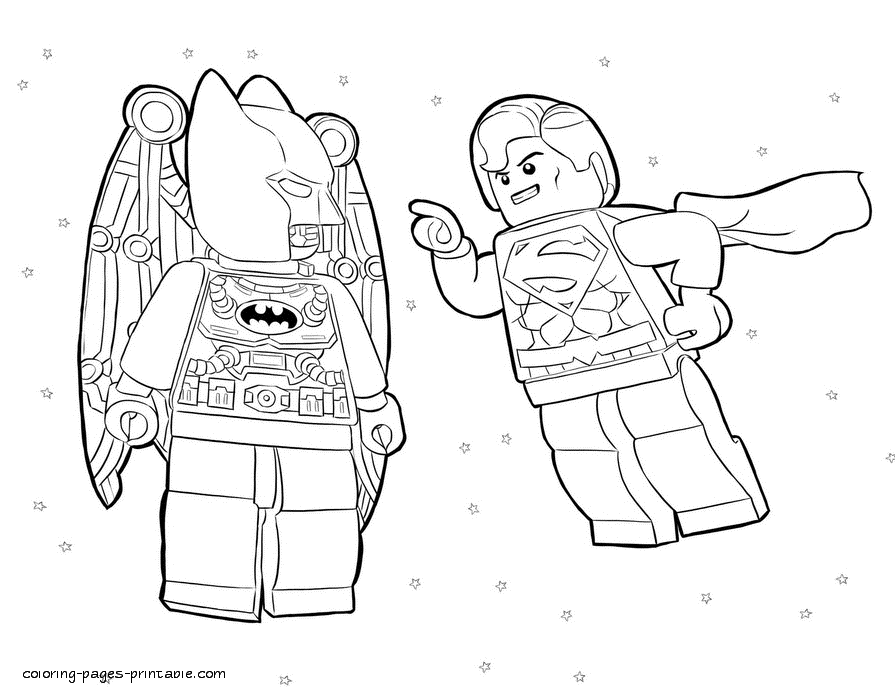 Lego Batman and Superman coloring pagefrom cartoon