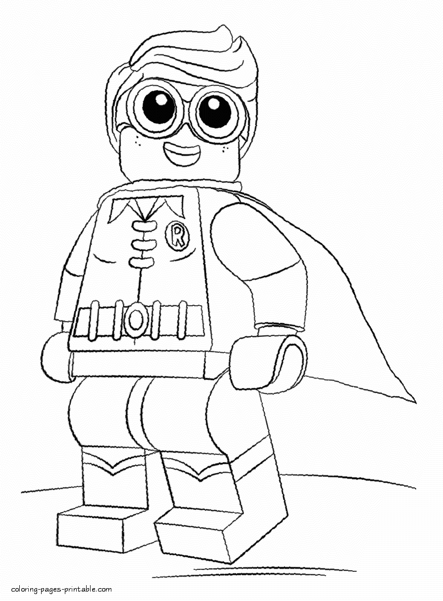 Lego Batman movie pages to color. Robin || COLORING-PAGES-PRINTABLE.COM