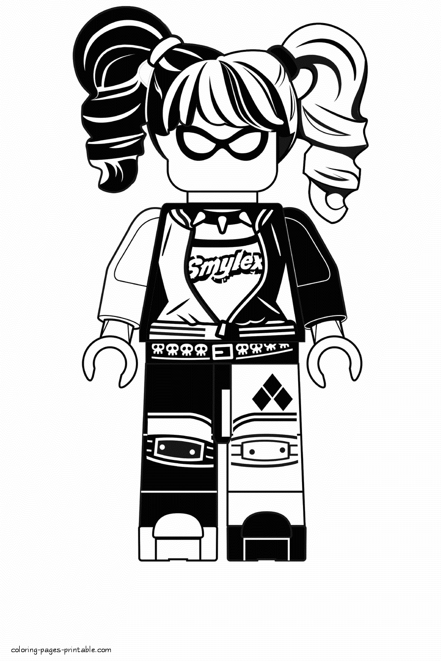 Printable Harley Quinn coloring pages from Lego movie