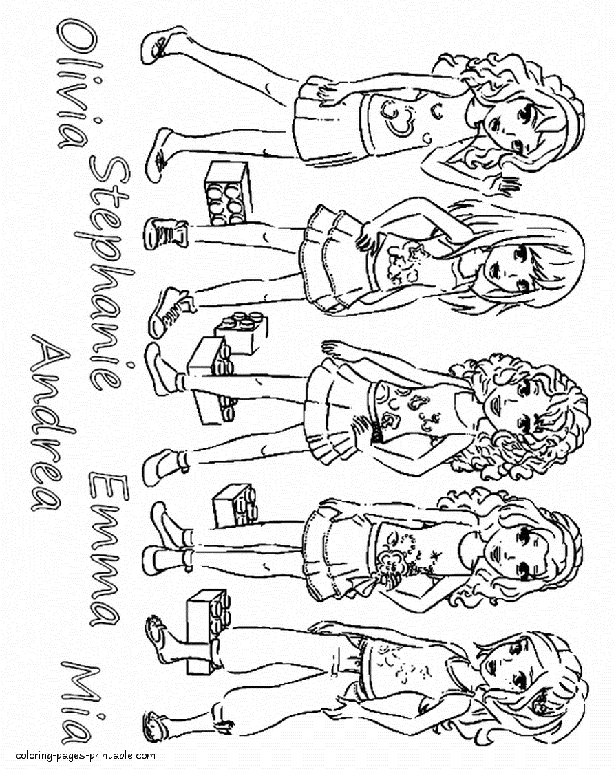 Characters from the Lego Friends movie. Coloring pages