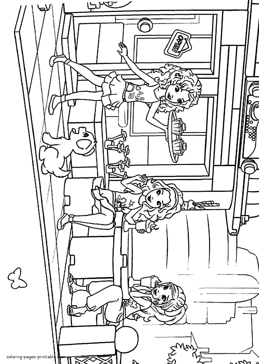 Lego Friends coloring pages for girls. The Caf?