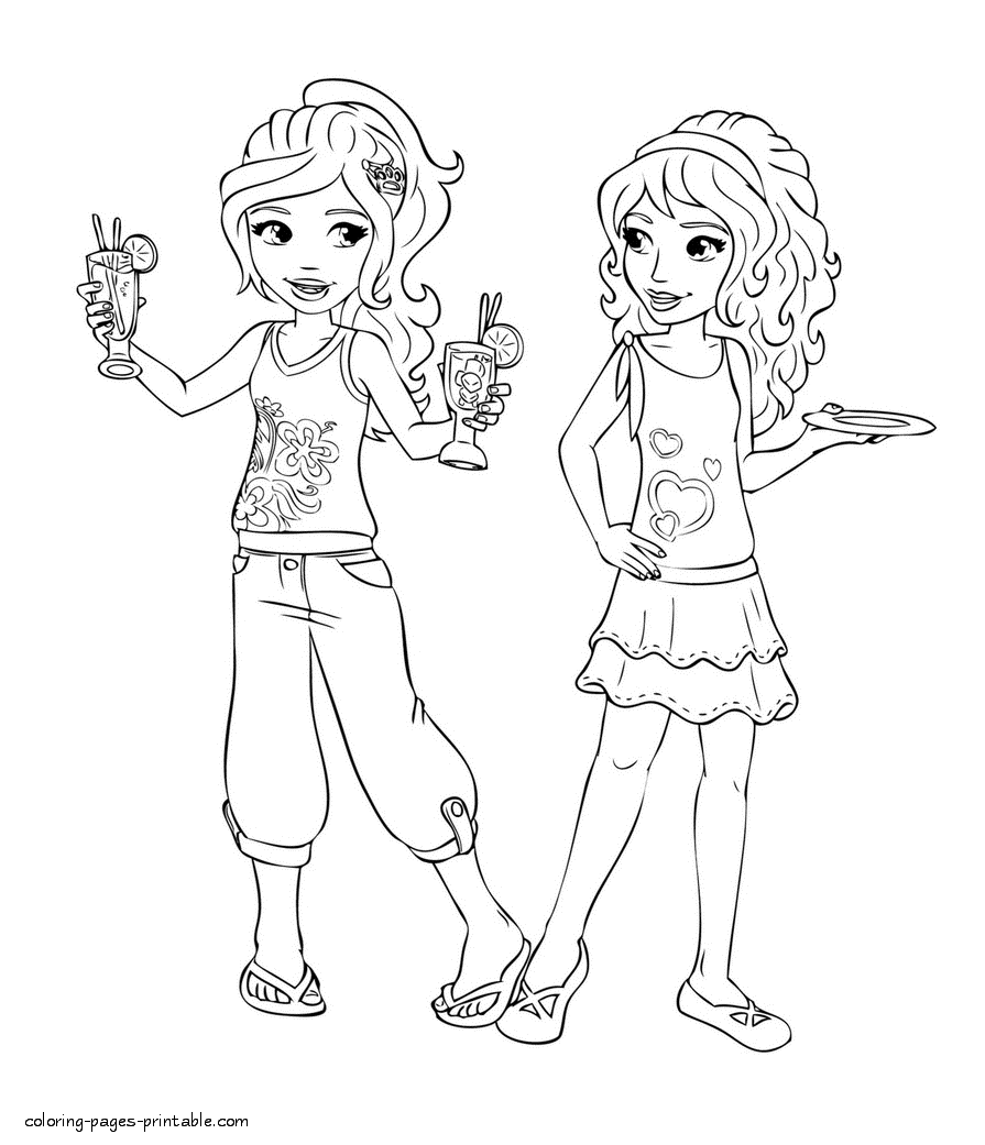 Mia and Olivia Coloring page. Lego Friends