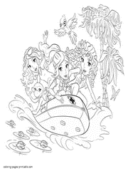 Lego Friends on a boat coloring page