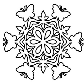 Snowflake with butterflies template printable for free