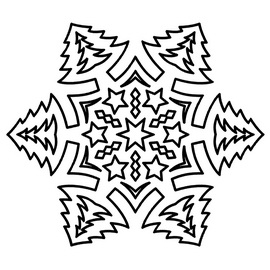 Snowflake with Christmas trees template