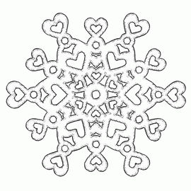 Template of snowflake with hearts