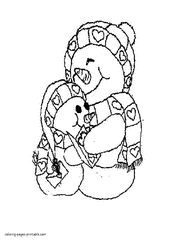 Two snowmen. Valentines Day coloring pages for kids