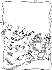 Christmas greeting card with the snowman for self coloring