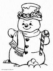 Snowman coloring sheet for children