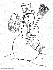 Christmas themed coloring pages. Snowman