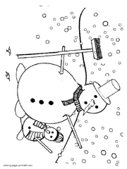 Big and little snowmen. Download coloring pages