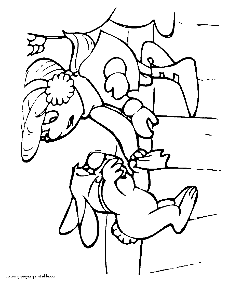 Coloring book of a Frosty the snowman for print