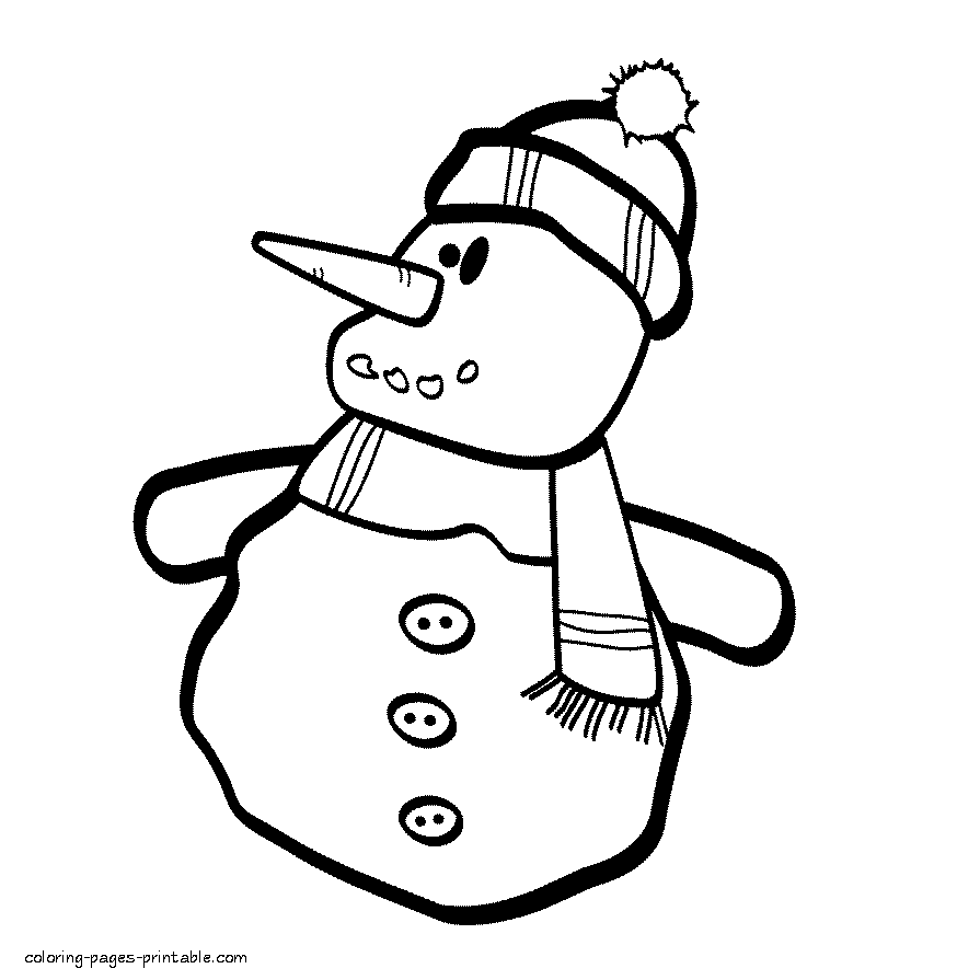Snowman printable coloring pages || COLORING-PAGES-PRINTABLE.COM