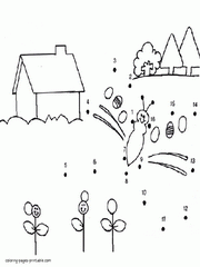Free spring coloring sheet. Dot by dot