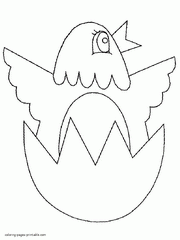 Hatching of chick. Preschool spring coloring pages for free